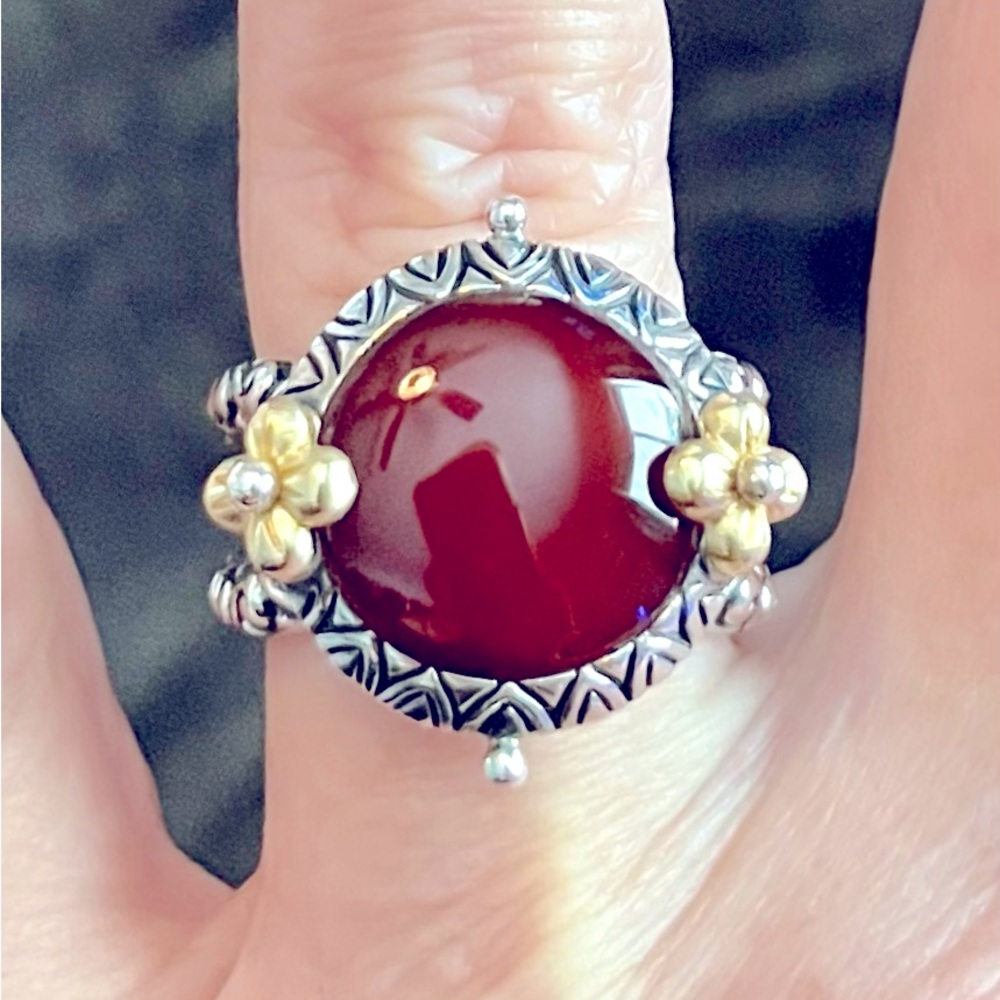 Gorgeous Barbara Bixby Carnelian, 18k, Sterling Silver ring